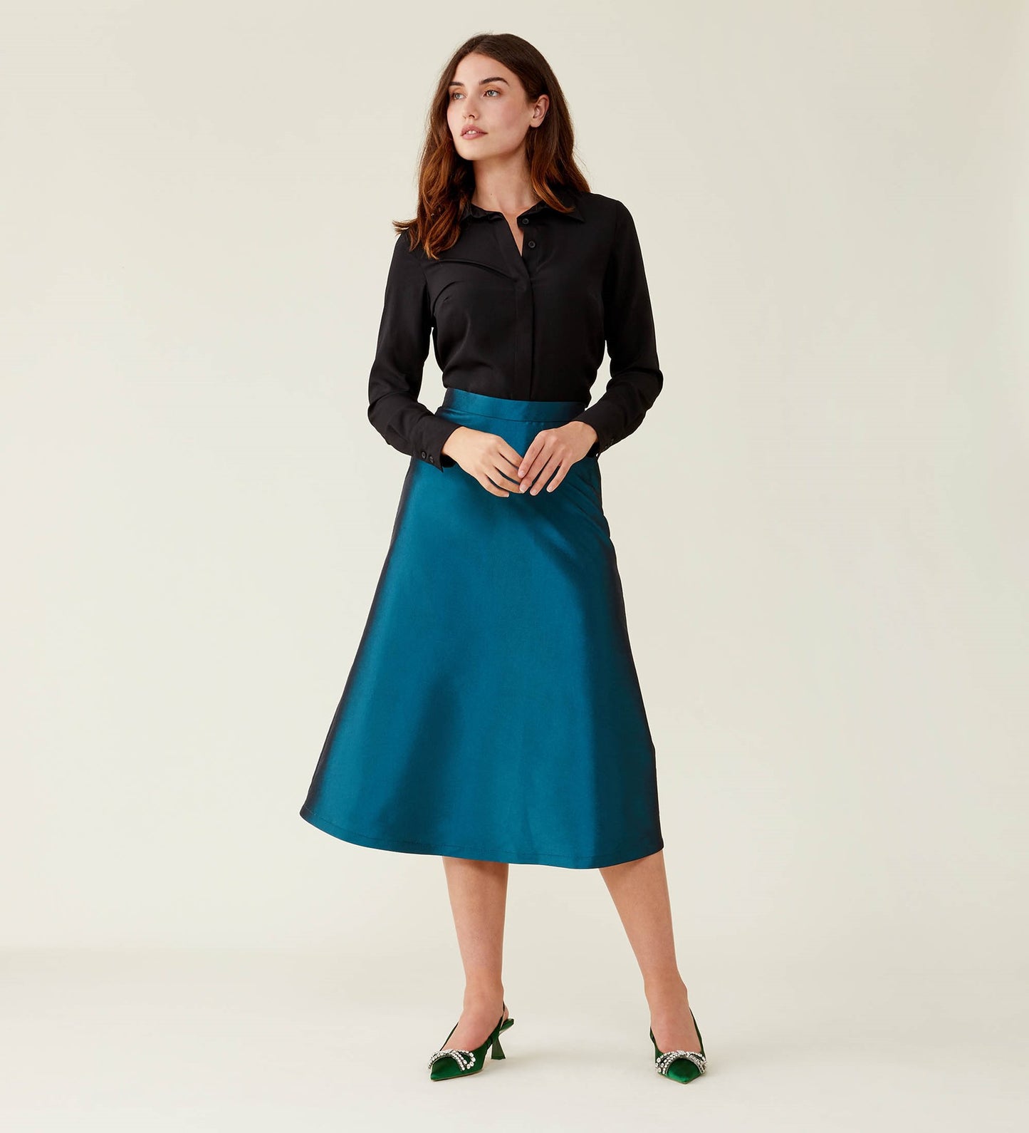 Naia Emerald Taffeta Skirt