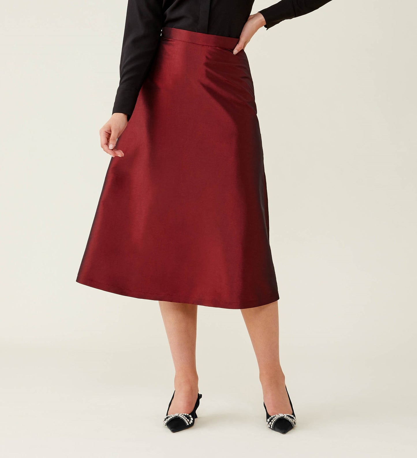 Naia Red Taffeta Skirt