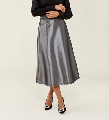 Naia Silver Taffeta Skirt