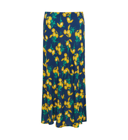 Evelyn Navy Daisy Midi Skirt