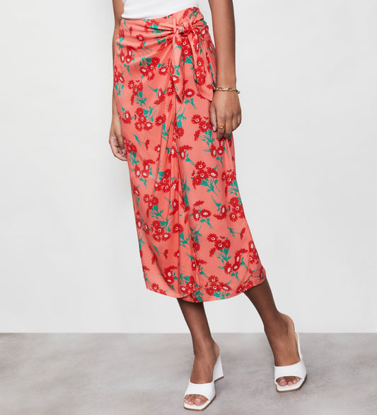 Florence Peach Daisies Midi Skirt