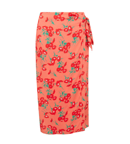 Florence Peach Daisies Midi Skirt