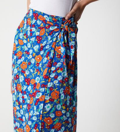 Florence Blue Botanics Midi Skirt