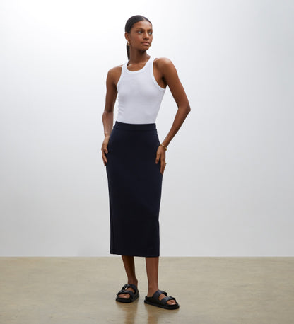 Ives Navy Ponte Jersey Skirt