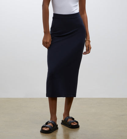 Ives Navy Ponte Jersey Skirt