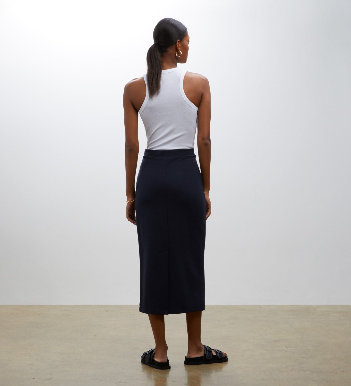 Ives Navy Ponte Jersey Skirt