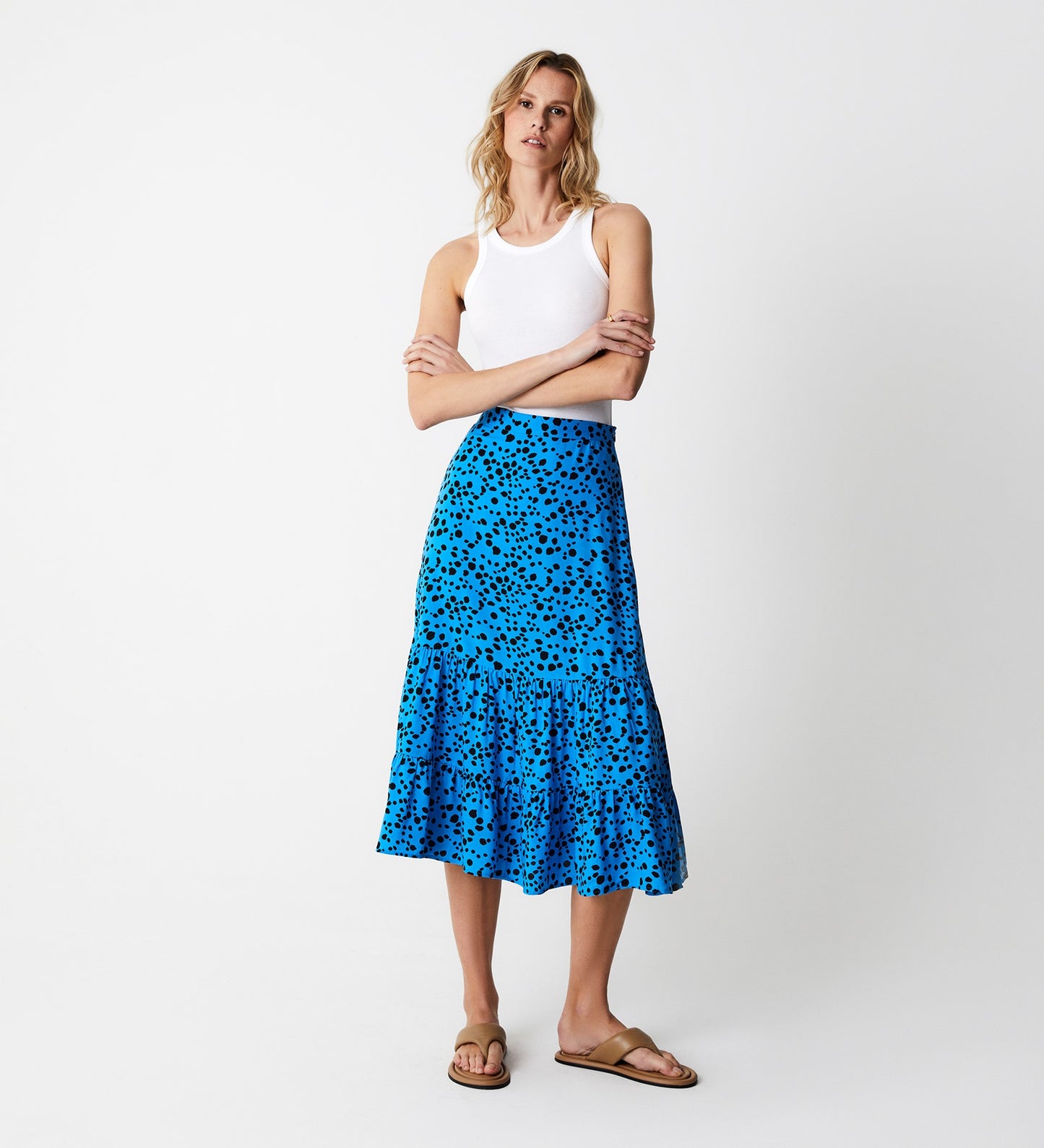 Dawn Blue Animal Midi Skirt