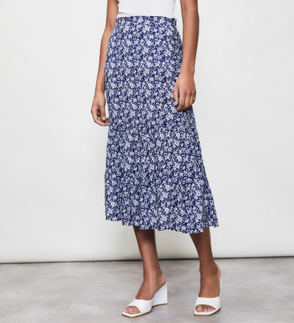 Dawn Navy Floral Midi Skirt