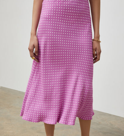 Evelyn Pink Spot Midi Skirt