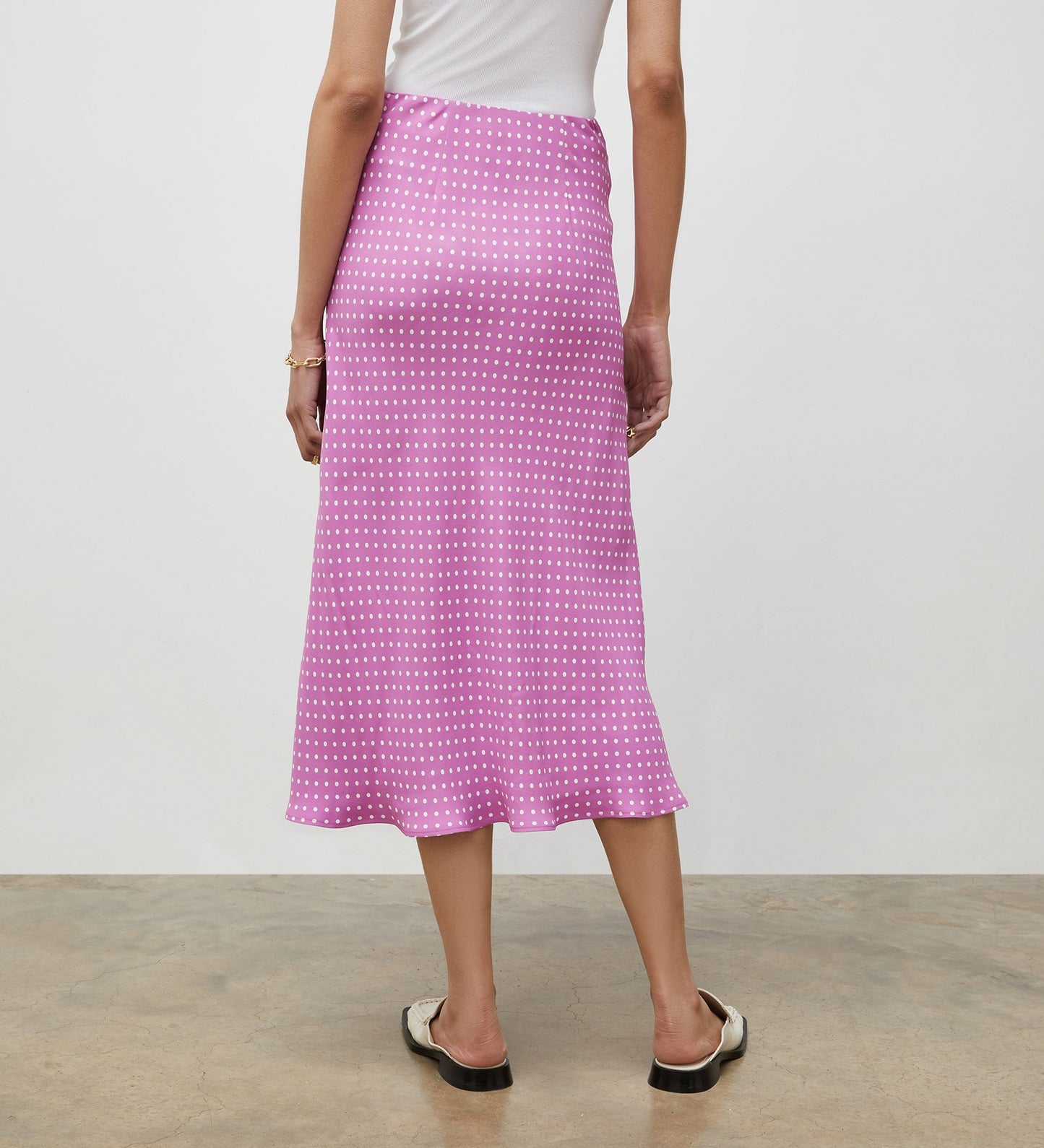 Evelyn Pink Polka Dot Midi Skirt