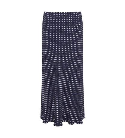 Evelyn Navy Spot Midi Skirt