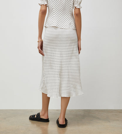 Evelyn Cream Spot Midi Skirt