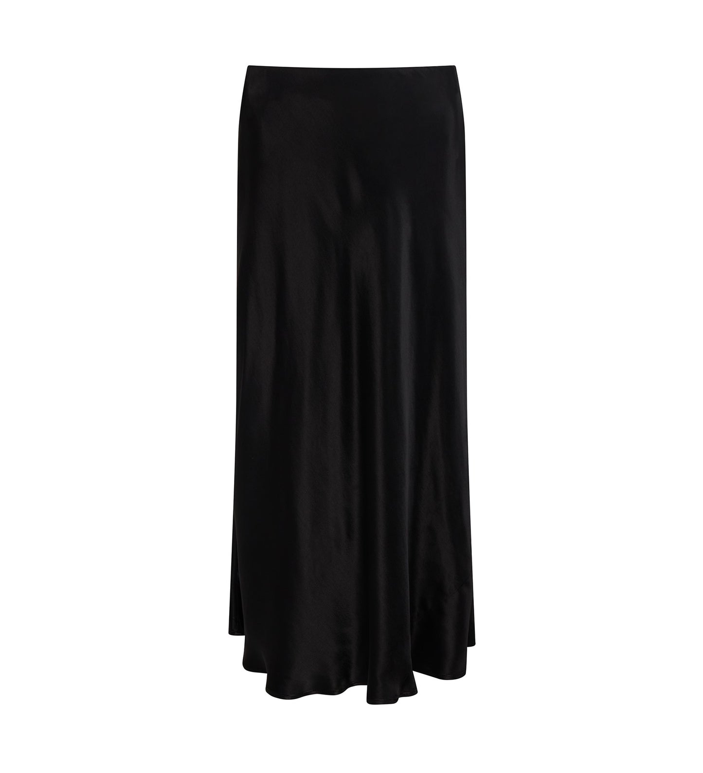 Evelyn Black Satin Midi Skirt