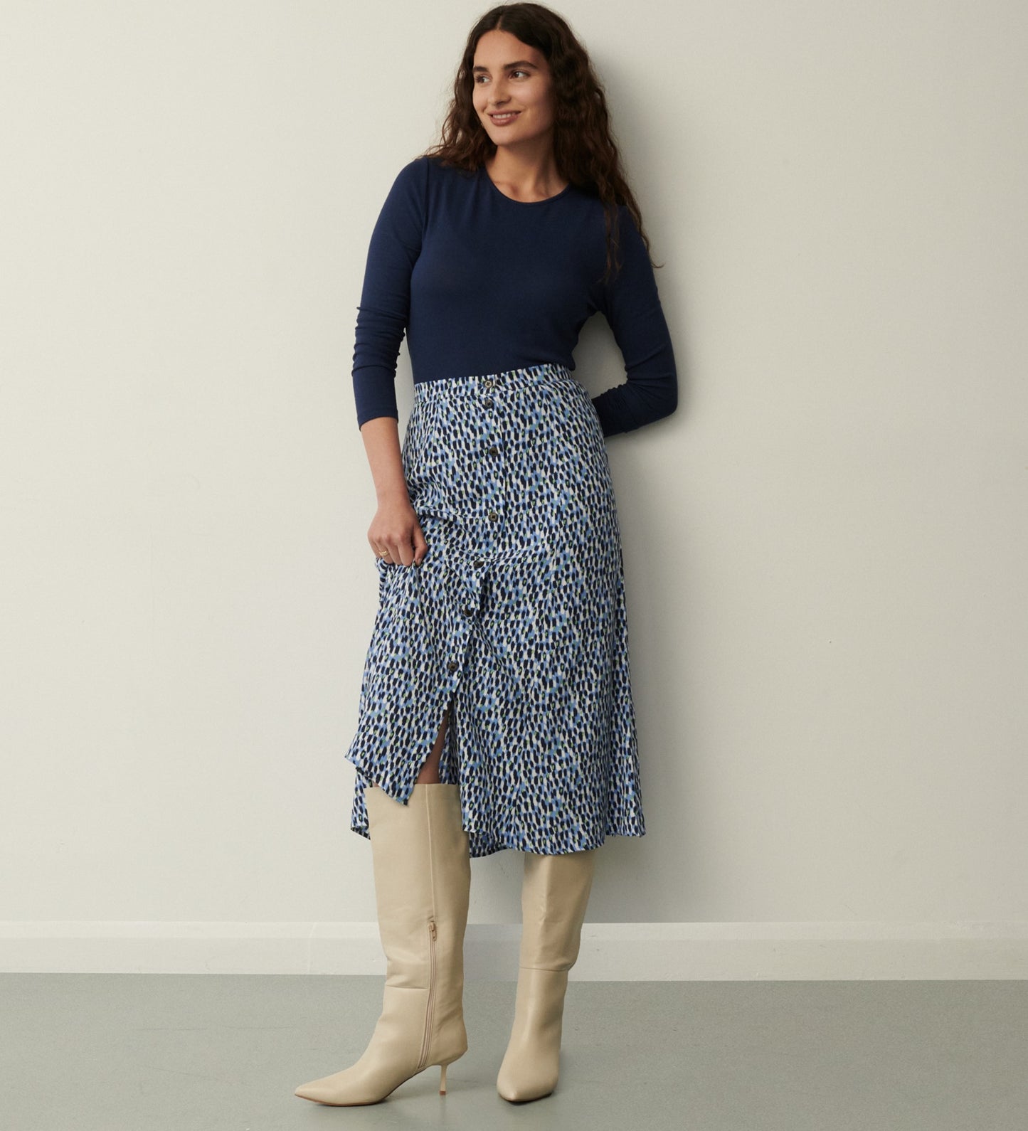 Jude Blue Dash Midi Skirt