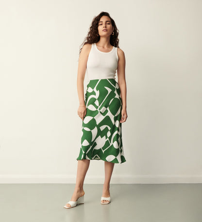 Evelyn Green Geo Midi Skirt