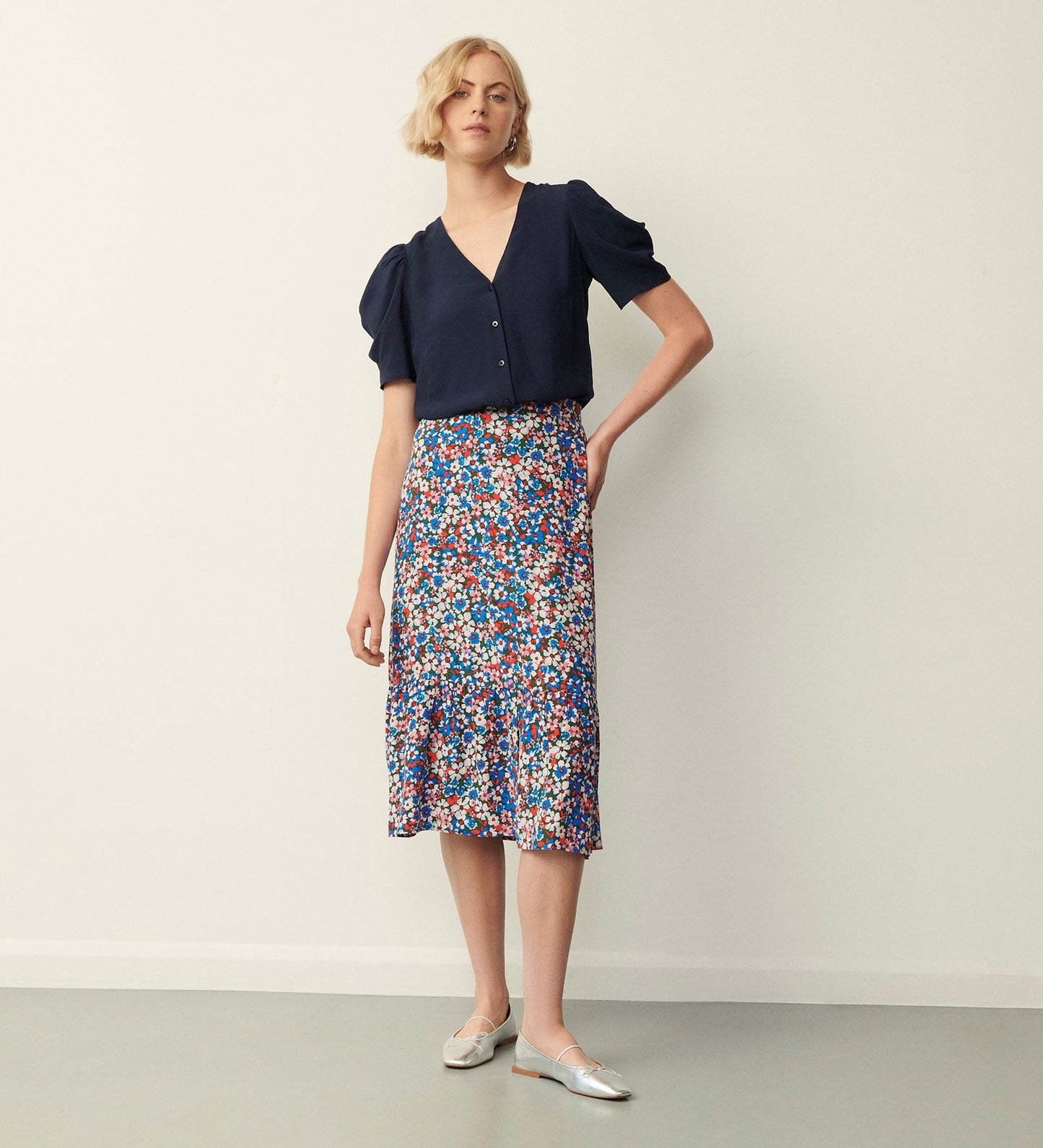 Jasmin Blue Floral Skirt