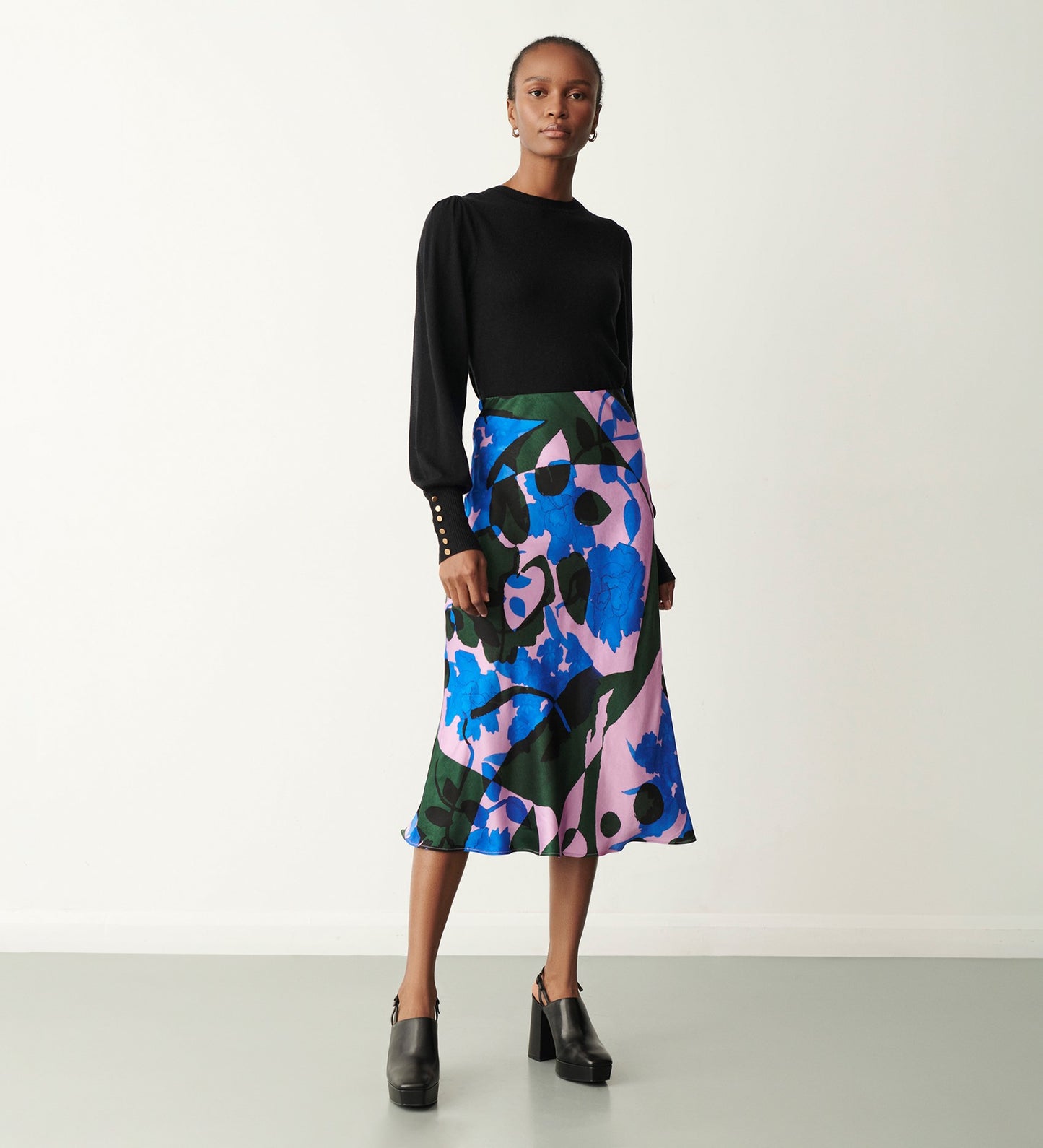 Evelyn Pink Floral Midi Skirt