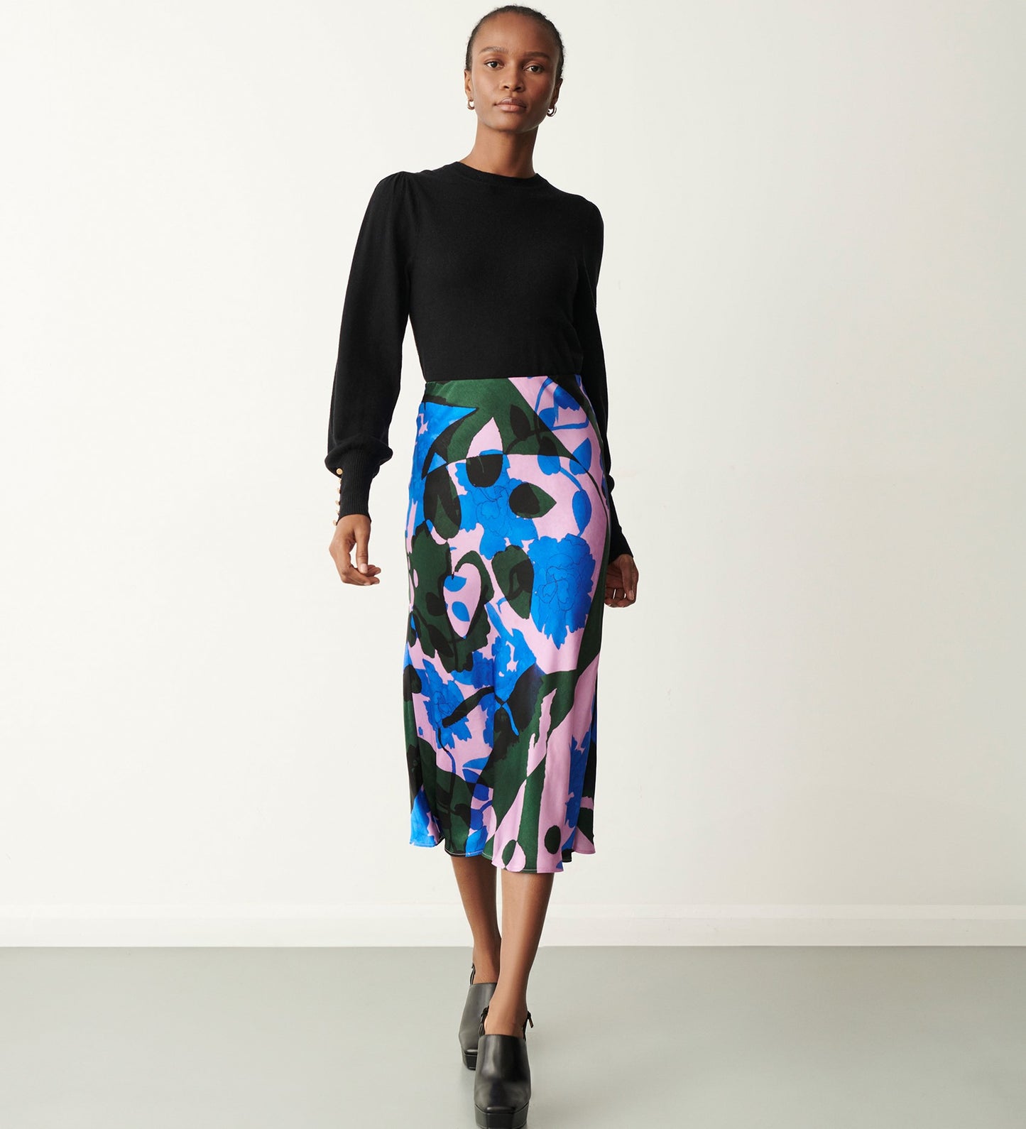 Evelyn Pink Floral Midi Skirt