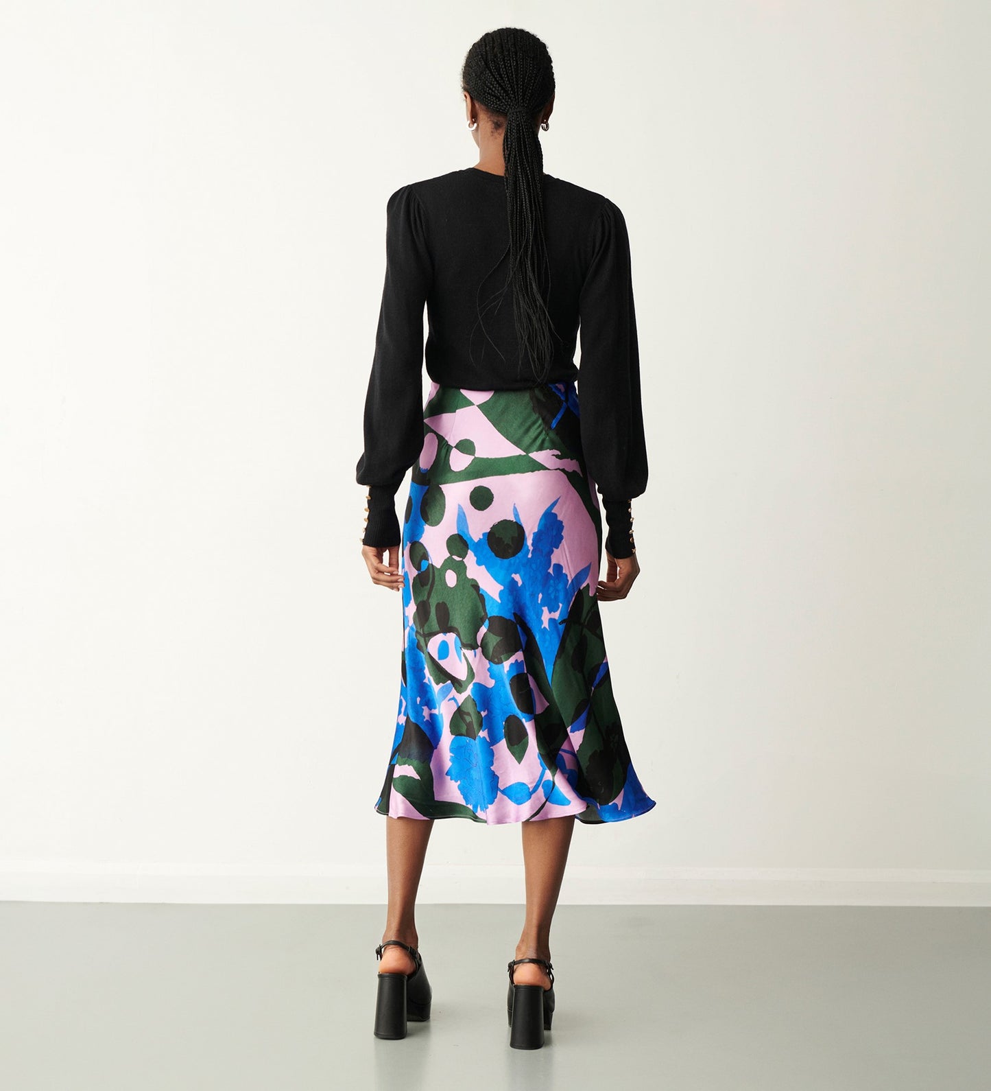 Evelyn Pink Floral Midi Skirt