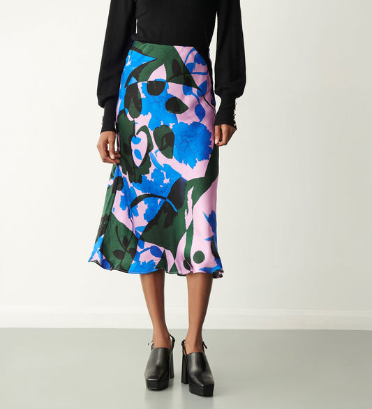 Evelyn Pink Floral Midi Skirt