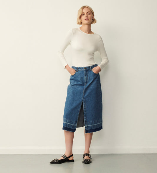 Kara Mid Blue Midi Skirt