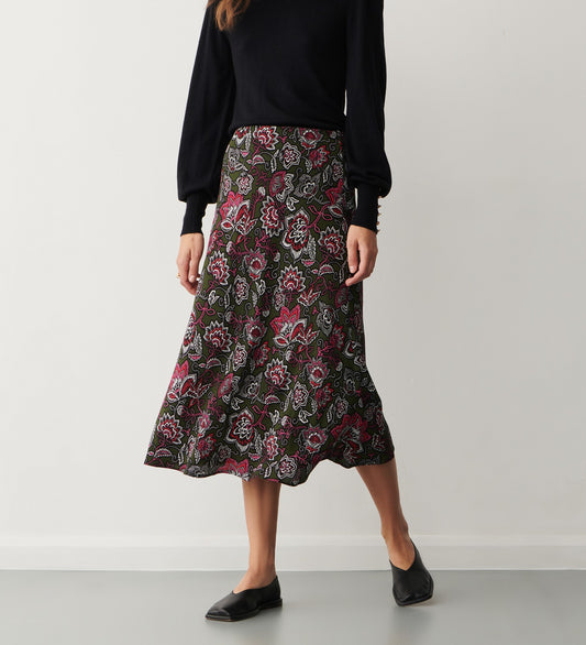 Evelyn Green Folk Midi Skirt