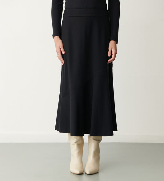 Grace Black Ponte Jersey Midi Skirt