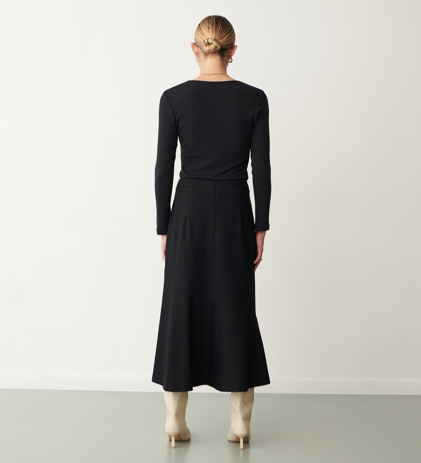 Grace Black Ponte Jersey Midi Skirt