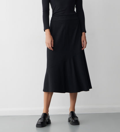 Grace Black Ponte Jersey Midi Skirt