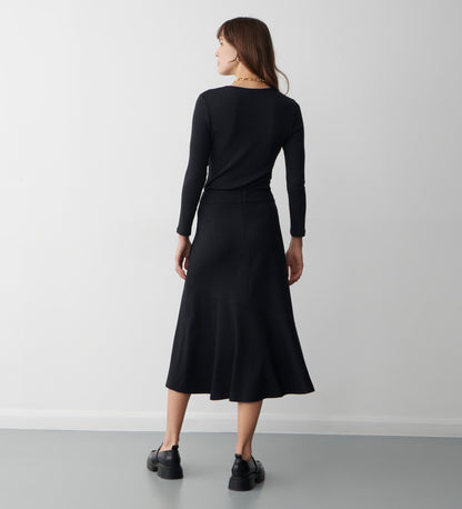 Grace Black Ponte Jersey Midi Skirt