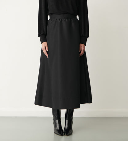 Bianca Black Taffeta Midi Skirt