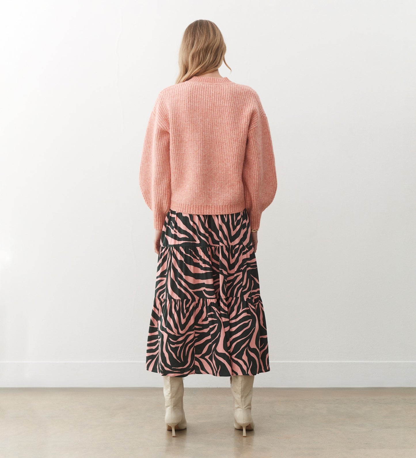 Daniela Pink Zebra Midi Skirt