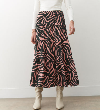 Daniela Pink Zebra Midi Skirt