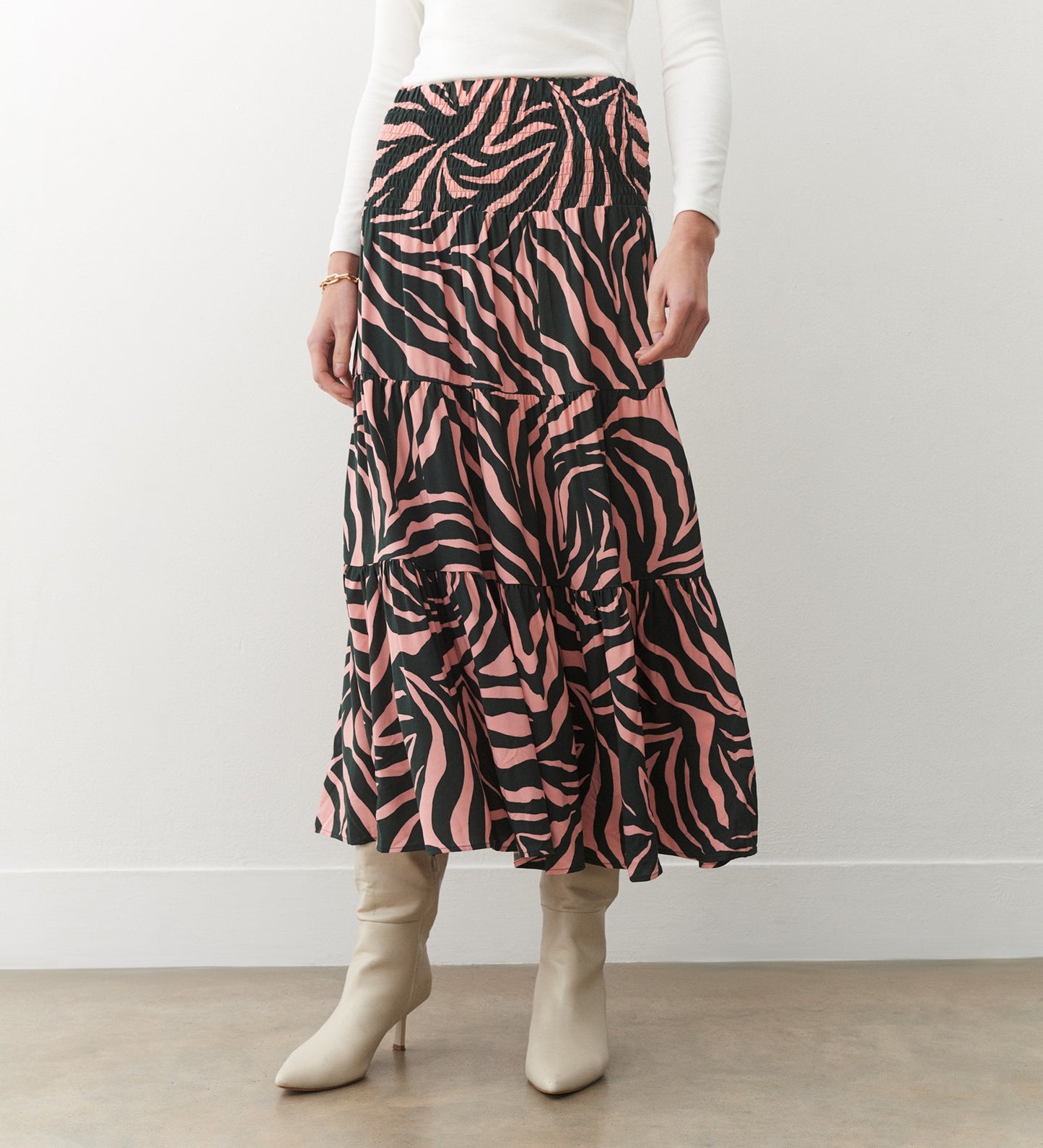 Daniela Pink Zebra Midi Skirt