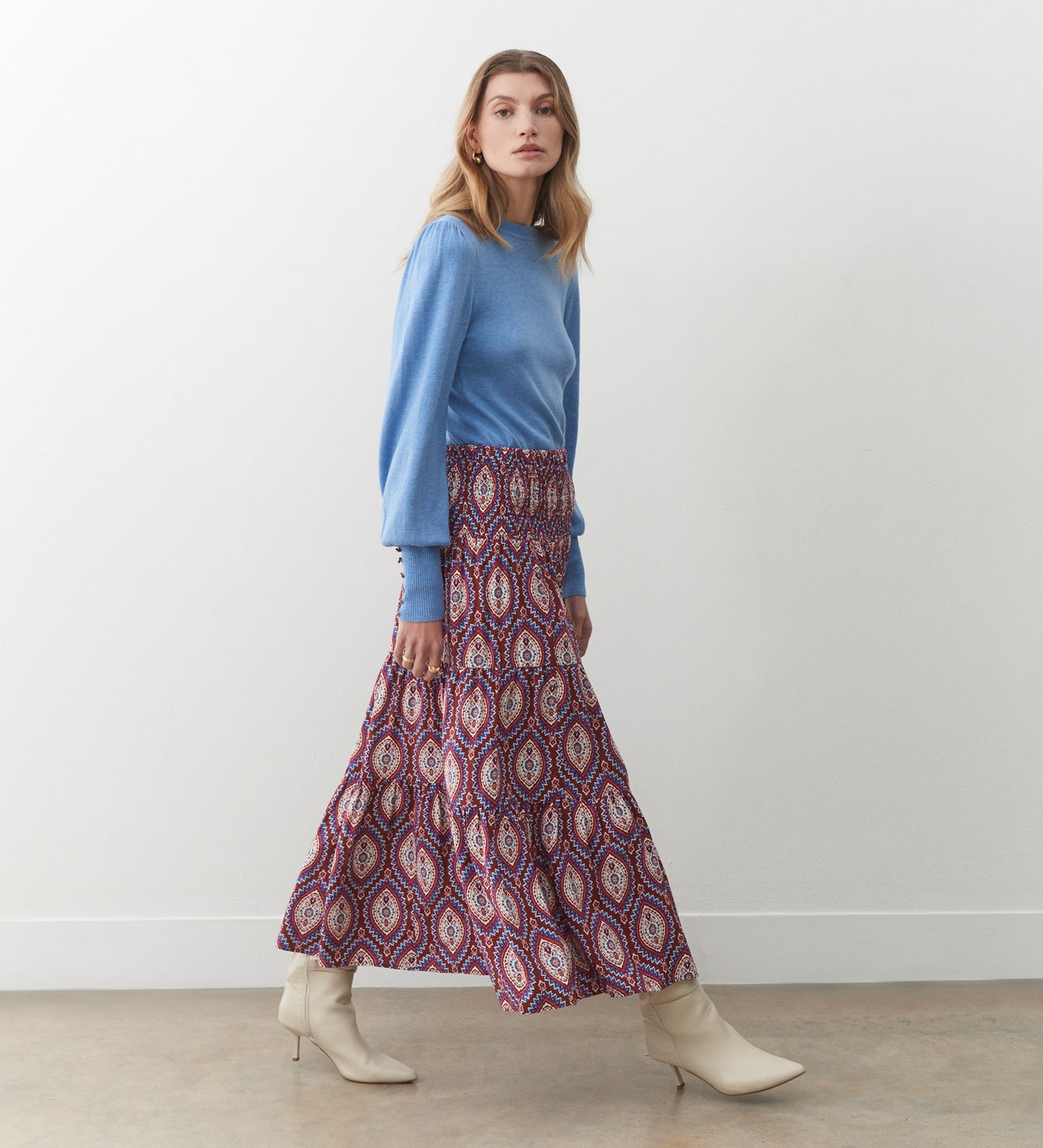 Daniela Pink Paisley Midi Skirt