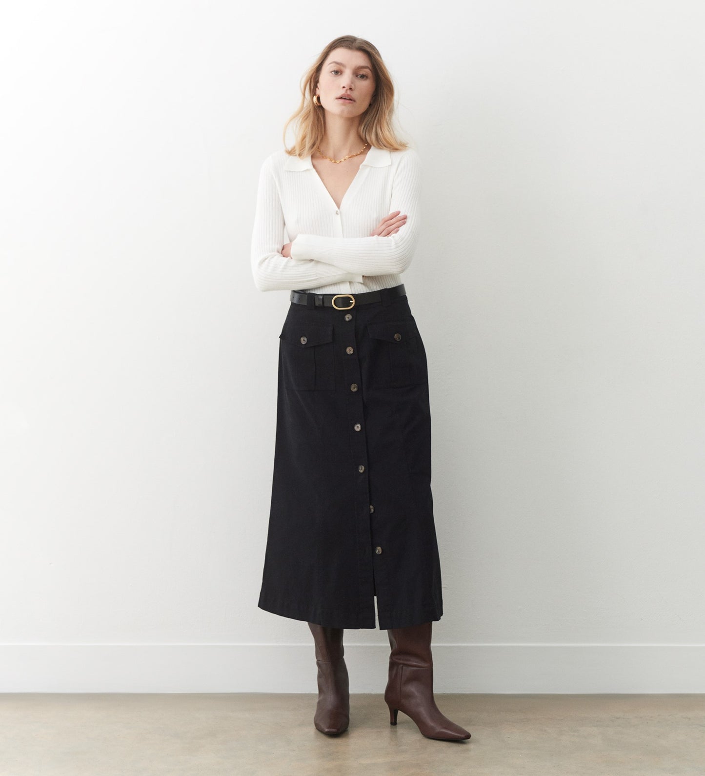 Gia Black Midi Skirt