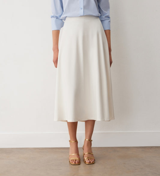 Ruth Ivory Ponte Jersey Midi Skirt