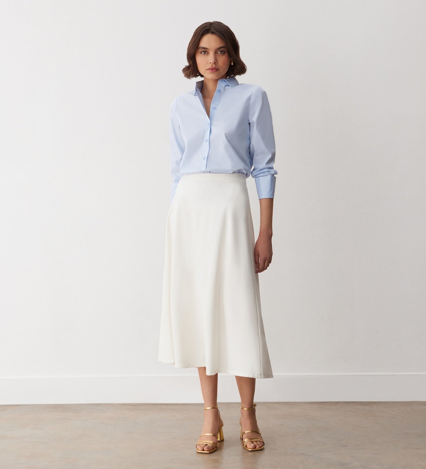 Ruth Ivory Ponte Jersey Midi Skirt