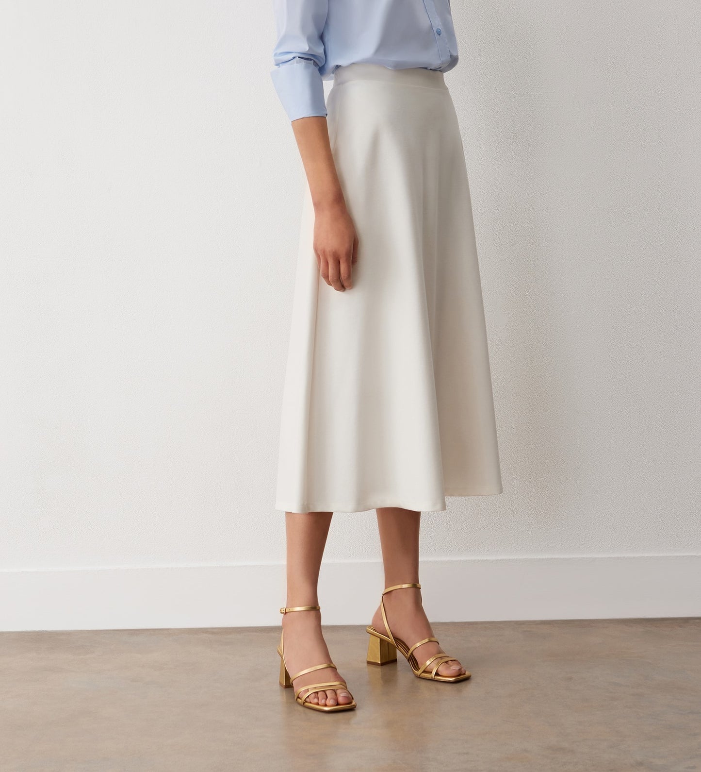 Ruth Ivory Ponte Jersey Midi Skirt