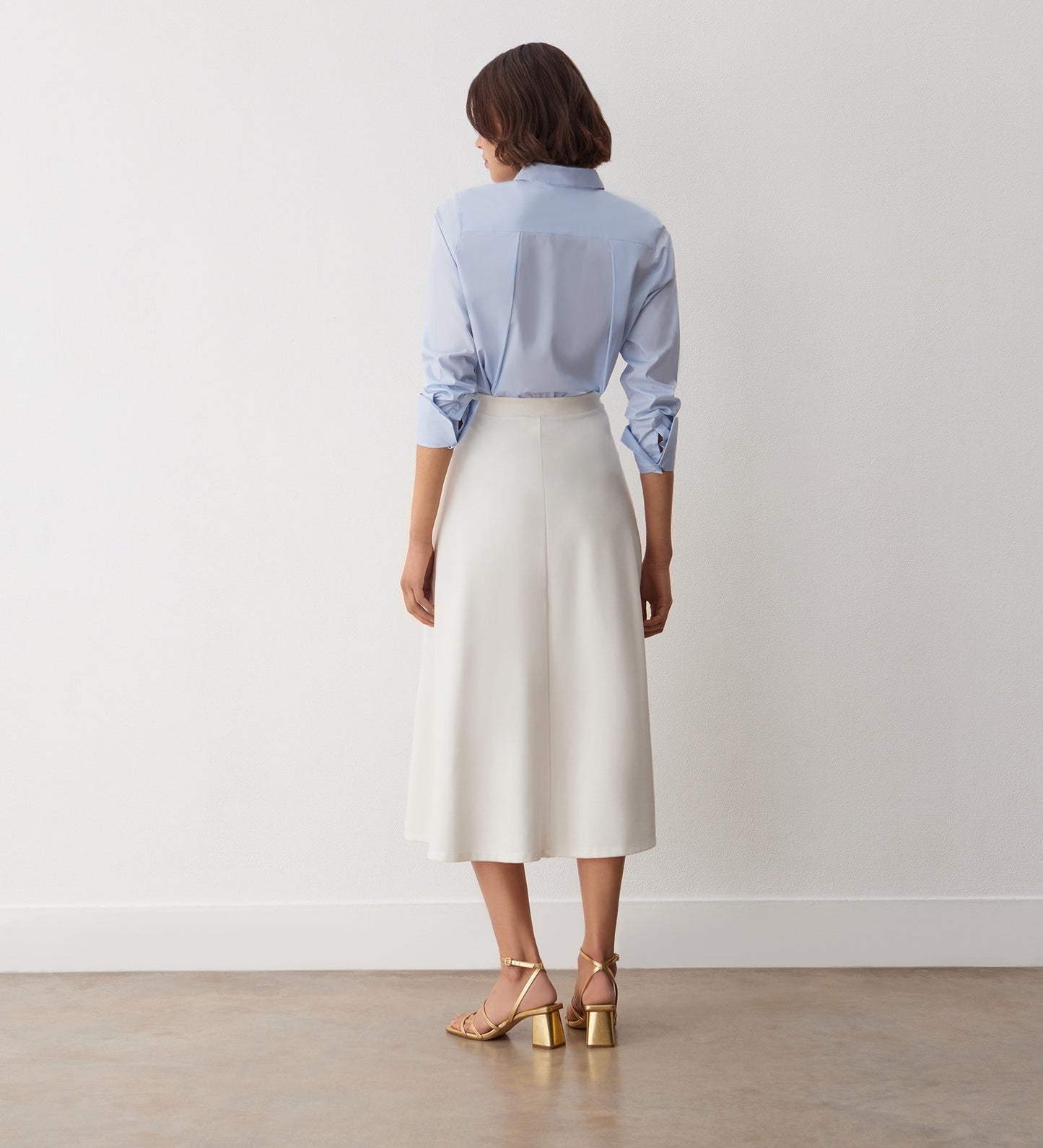 Ruth Ivory Ponte Jersey Midi Skirt