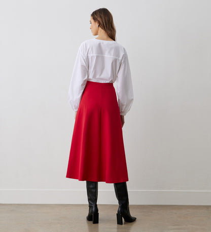 Ruth Red Ponte Jersey Midi Skirt