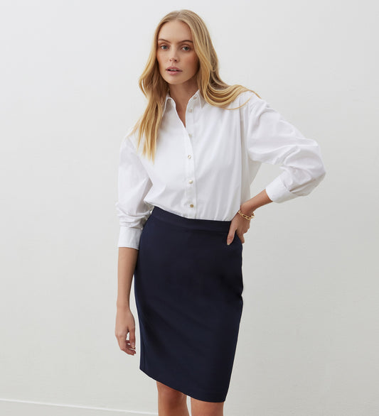 Bella Navy Knee Length Skirt