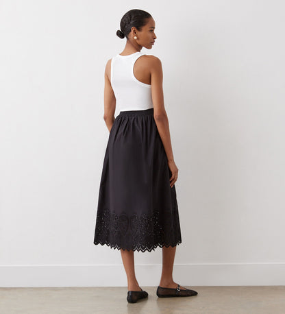 Avah Black Broderie Anglaise Cotton Skirt