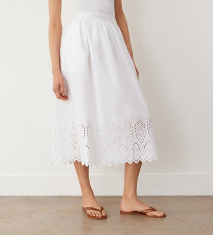 Avah White Broderie Anglaise Cotton Skirt