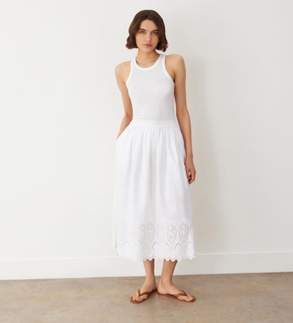 Avah White Broderie Anglaise Cotton Skirt