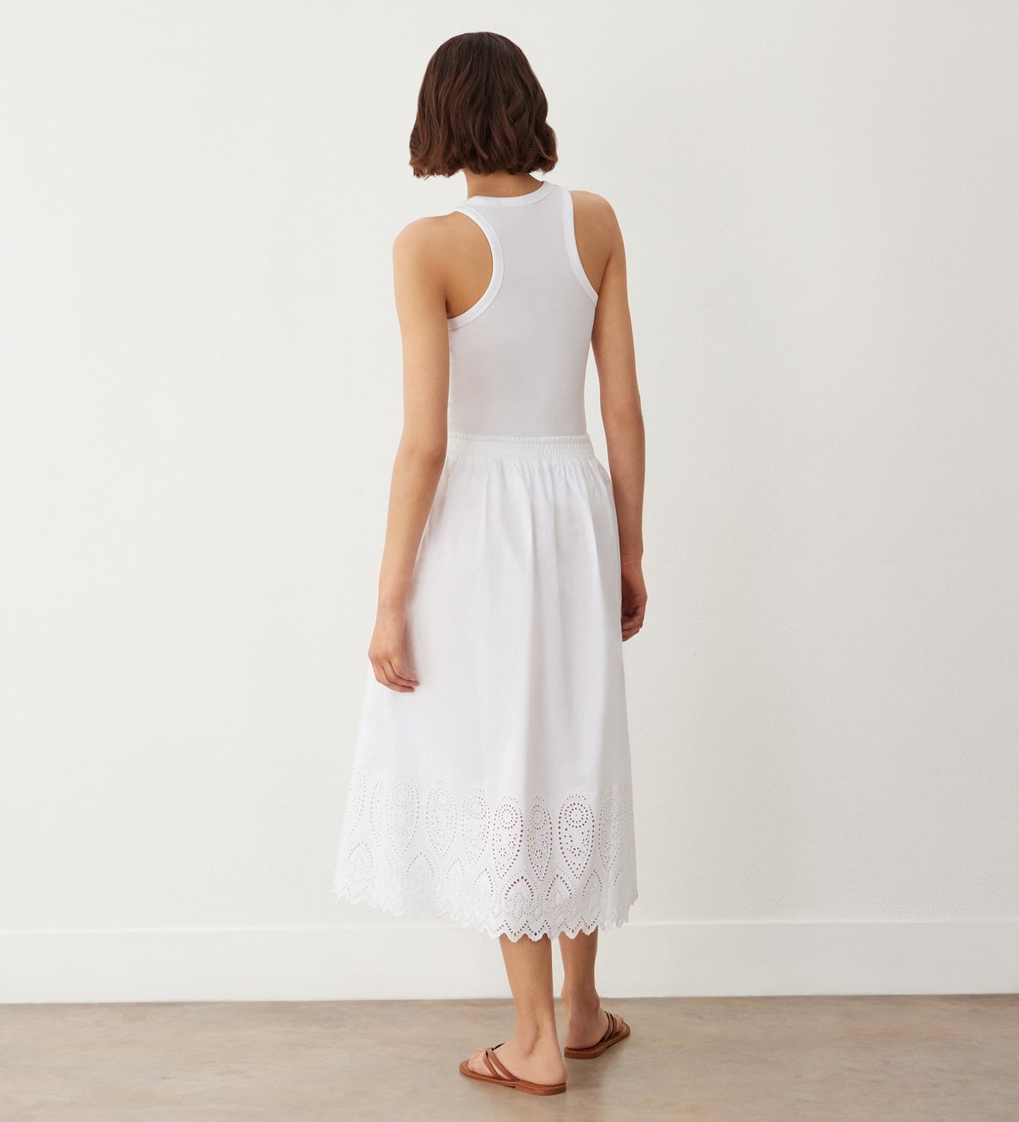 Avah White Broderie Anglaise Cotton Skirt