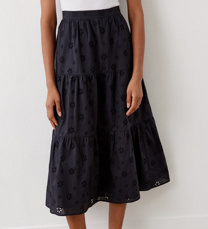 Riley Black Broderie Anglaise Cotton Skirt