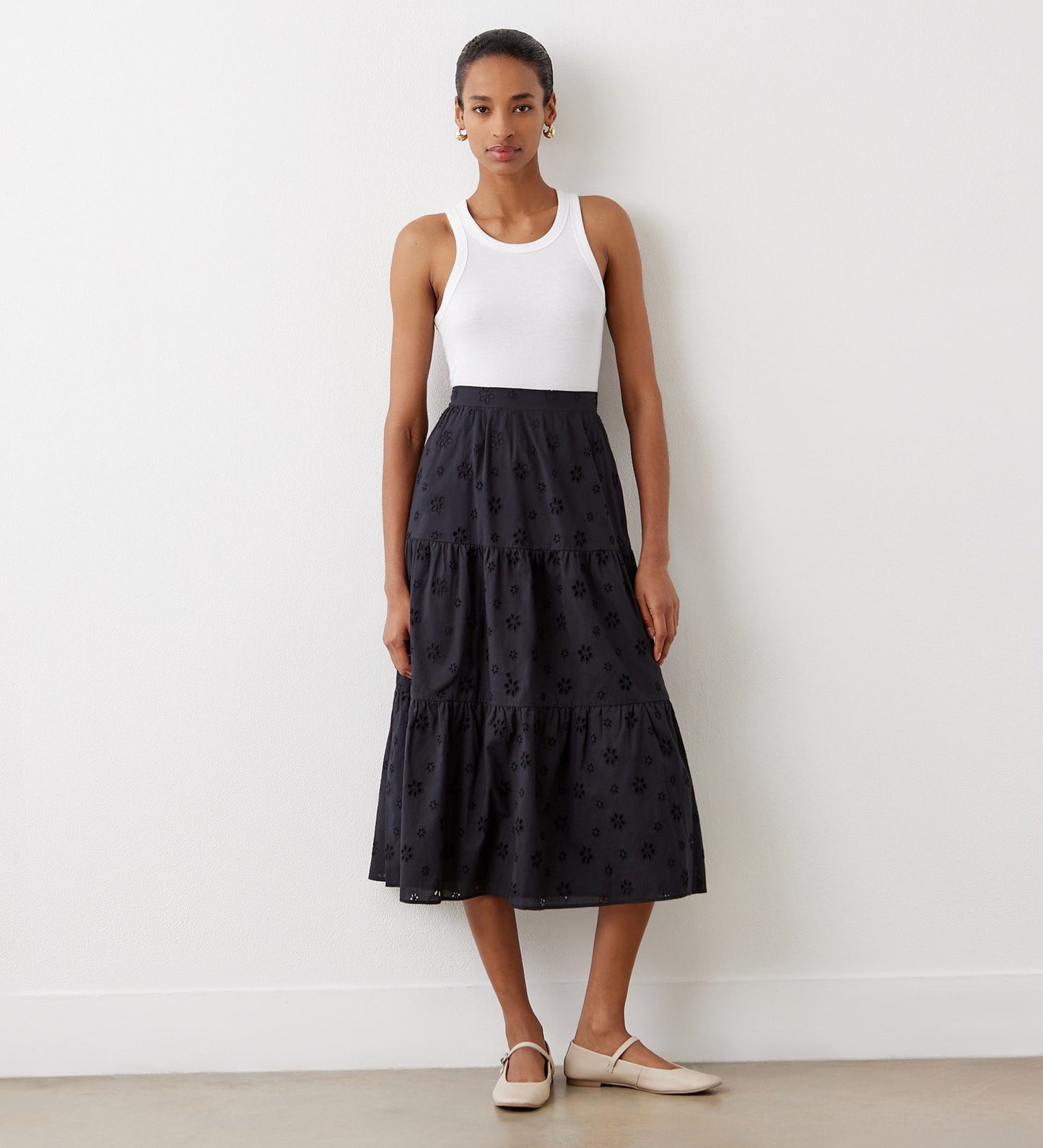 Riley Black Broderie Anglaise Cotton Skirt