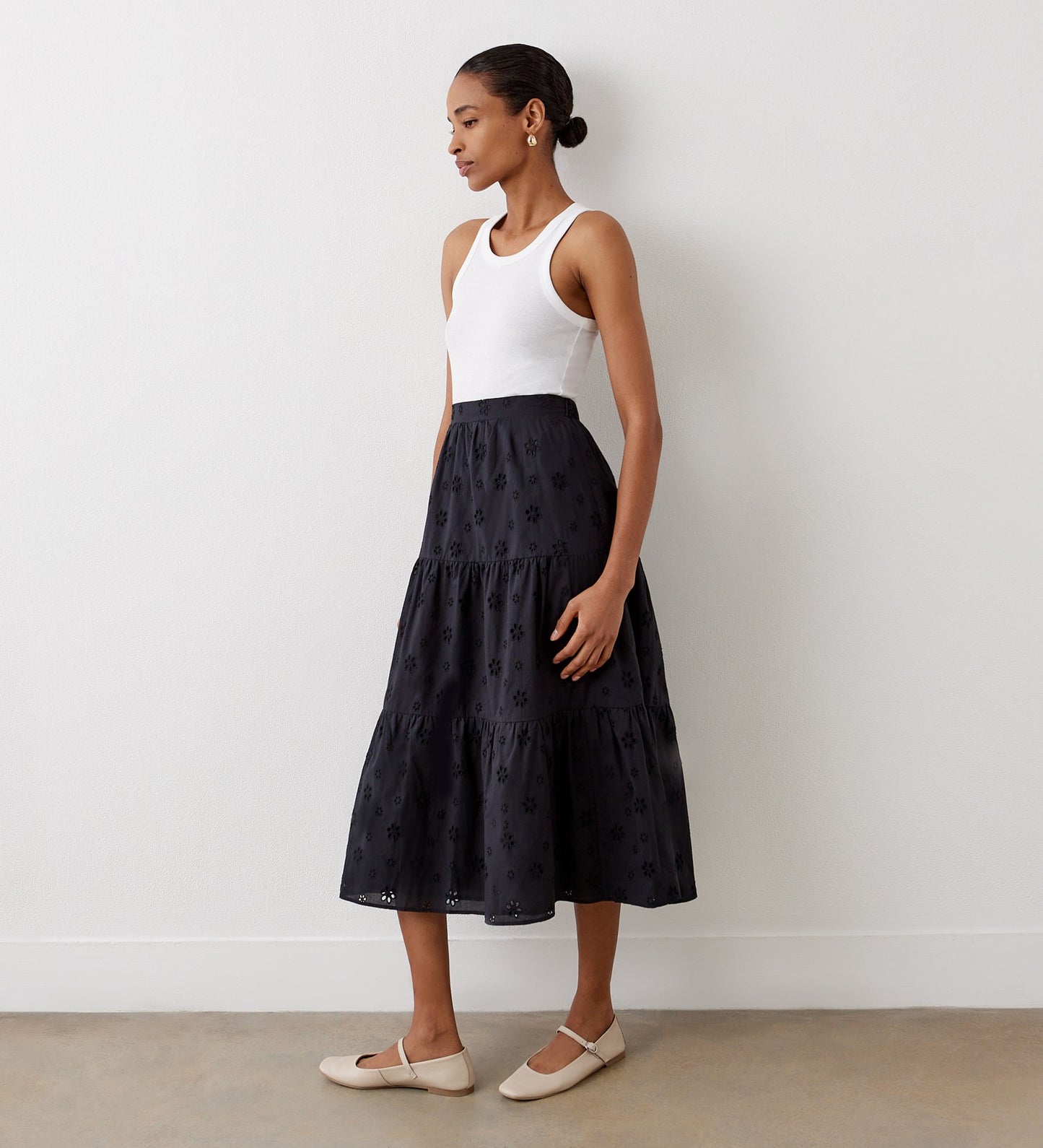 Riley Black Broderie Anglaise Cotton Skirt