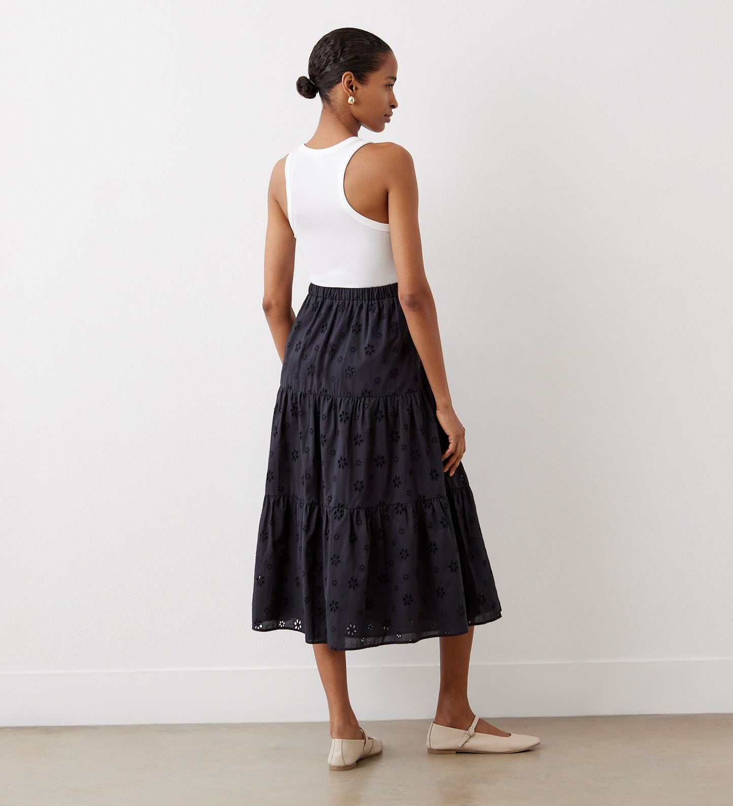 Riley Black Broderie Anglaise Cotton Skirt